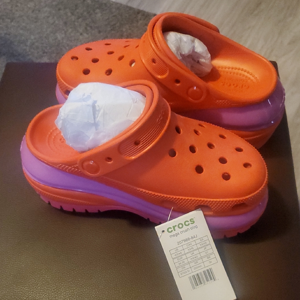 CROCS Lava Orange and Purple and Pink Sandals with Ventilated Design